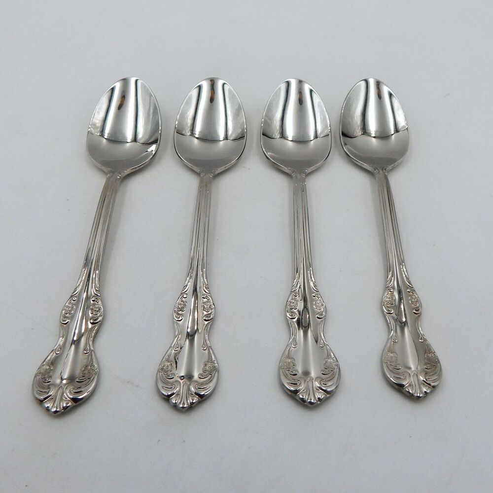 Wallace Camden Teaspoon 18/10 Stainless Flatware Glossy S/4 Spoons China